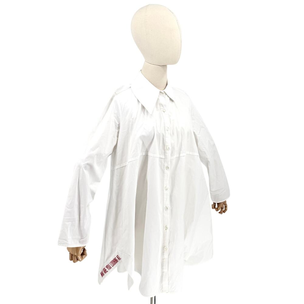 RARE Point Off View Marina Testino White 100% Cotton Mini Shirt Dress